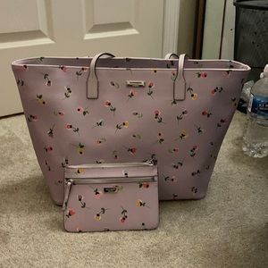 Lavender Kate Spade tote with wristlet